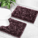 Yimobra Toilet Rugs U Shaped Washable, Extra Thick Soft Absorbent Chenille Contour Bathroom Rugs for Toilet 24x20 Inch, Quick Dry Non Slip Toilet Mat for Bath Floor, Purple Grey