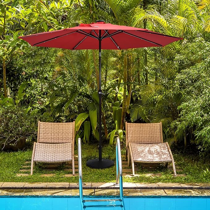 Giantex 49 lbs Patio Umbrella Stand, 20.5 Inch Round Umbrella Base for 1.5'' or 1.9'' Diameter Pole, Outdoor Umbrella Holder for Poolside, Backyard, Garden, Market, Imitated Rattan Style, Black
