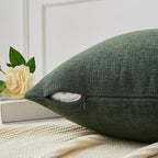 GAWAMAY Decorative Square Throw Pillow Covers 18"x18" Inch Set of 2, Super Soft Chenille Pillows Cover Pillowcase for Living Room Bedroom Sofa Couch Cushion Cover Dark Green 45x45cm (No Insert)