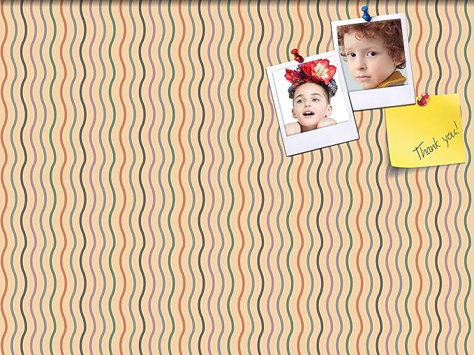 PinPix 40x30 Inch Cork Bulletin Board. This Decorative Framed Pin Board Comes with Multi Color Waves Design and a Satin Black Frame. Ideal for Home Office Decor or Message Board (PinPix-565)