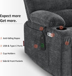 MCombo Oversized Power Lift Recliner Chair for Elderly, Lift Chair with Heat and Massage, Lift Recliner for Big and Tall, Cup Holders, USB & Type C Ports, Fabric R7092 (Dark Grey, Oversize)