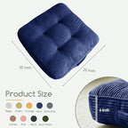 6" Washable Floor Pillow Cushion for Adults, Meditation Cushion Pillow, Large Square Floor Sitting, Removable Tufted Corduroy Cover, for Tatami Living Room or Yoga, 22x22 Inch, 2Pack, Machine Washable