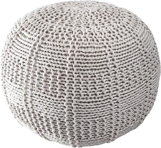 nuLOOM Berlin Casual Knitted Filled Ottoman Pouf