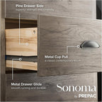 Prepac Sonoma Rustic 5-Drawer Tall Dresser for Bedroom, Farmhouse Dresser Chest of Drawers 17.75" D x 31.5" W x 44.75" H, Drifted Gray
