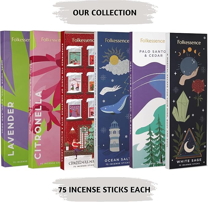 Folkulture Incense Sticks (75 Sticks) |8" Holy Palo Santo & Cedar Incense Sticks For Spritual, Inciensos para Sacar Malas Energias | No Charcoal,Organic,Non Toxic, 45 Mins, Long Burning Insence-Sticks