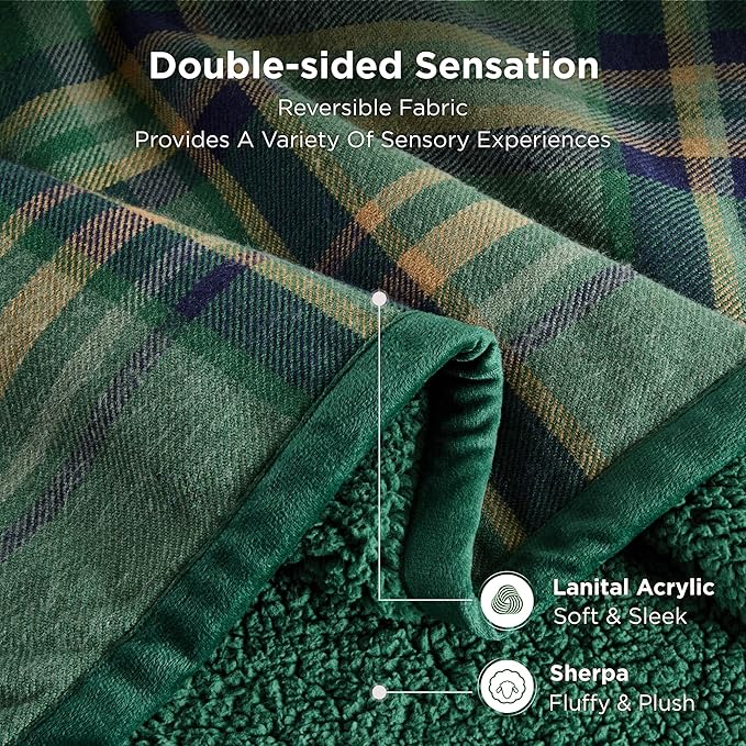 Sophia & William Throw Blanket for Couch Sofa(50x60 Inches) - Reversible Fluffy Soft Blanket, Gifts for Women, Green