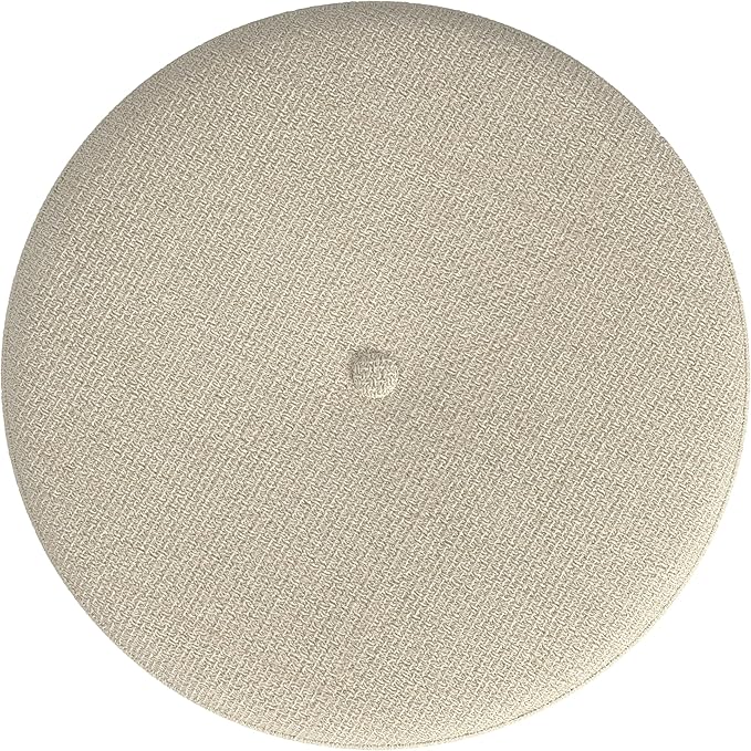 HomePop Home Decor | Upholstered Round Storage Ottoman with Nailheads| Ottoman with Storage for Living Room & Bedroom, Cream Woven