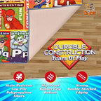 DC Super Friends Educational Kids Rug – ABC Alphabet, Emotions & Hero Traits Learning Mat – Social Skills Classroom, Playroom & Bedroom Carpet 3x5