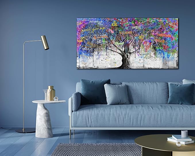 CIRABKY Large Abstract Canvas Wall-Art Bedroom - Colorful Wall Decor - Living Room Wall Art Tree Graffiti Pictures Poster Ready To Hang Size 59" x 29"