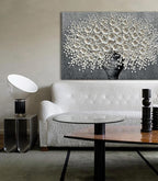 Epicler 30x45 inch Hand-Painted Oil Painting, White Bouquet Oil Painting, Canvas Wall Decoration Painting.