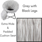 BIRDROCK HOME Faux Fur Papasan Chair with Black Legs - Luxuriously Soft & Lightweight - Wide Cushion Seat for Playroom, or Living Room - Moon Chair - Metal - Fluffy Round Seat - Circle - Grey