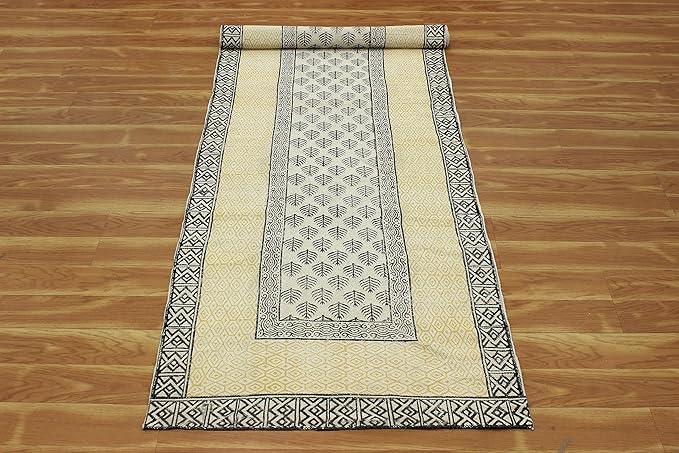 Kilim Runner 2.6x8 Cotton Runner Rug Beige & Black Flatweave Runner 0.19 inches Stone Easy Washable Hand Wash Cotton Carpet Indoor Outdoor Runner Rugs for Hallway, Staircases, Corridor Runner