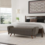 HomePop Modern Storage Bench with Wood Legs |Homepop Home Décor|Bench with Storage for Living Room & Bedroom - Dark Brown Boucle