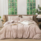 MooMee Striped Duvet Cover Set 100% Washed Cotton Linen Like Textured Breathable Durable Soft Comfy (Orange White Wide Stripes, Super Queen 90"x98")