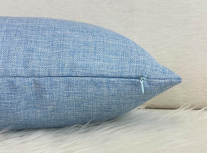 Aiking Home Woven Fine Faux Linen Throw Pillow Cover, Size 14"x26", Slate Blue