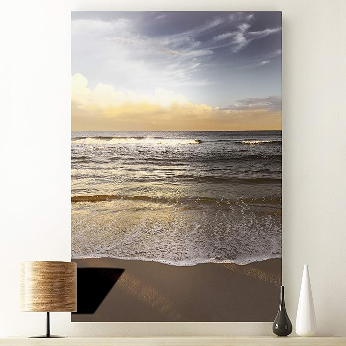 Renditions Gallery Canvas Wall Art Nature Modern Paintings Decorations Glam Evening Waves Romantic Scenic Wall Hanging Artwork Prints for Bedroom Living Room Office Kitchen - 32"x48" LT06