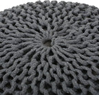 Nahunta Knitted Round Pouf - Cotton - Gray
