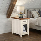 Martin Svensson Home Solid Wood White and Honey Rustic Chairside End Table with Power and Storage