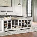 Prepac White Hall Bench with Storage and Seating: 24-Shoe Cubby Bench, Ideal White Shoe Rack for Entryway, Sized 15.5" D x 60" W x 20.25" H