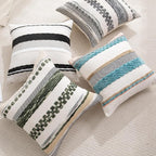Boho Pillow Covers 18x18 Set of 2 for Couch-Modern Farmhouse Sofa Decorative Throw Pillow Covers Textured Chenille Cushion Covers Outdoor Netural Bohemian Pillow Cases Square