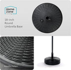 Home Zone Living 40lb Round Fillable Patio Umbrella Base Stand, 18in, Pole Holder, Water, Sand, Fits Poles Up to 1.9in(48mm) Diameter, UV Resistant, Lawn, Deck, Backyard, Garden, Spa, Pool, USA-Based