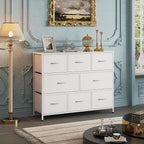 WLIVE 8 Drawer Dresser for Bedroom, Fabric White Dresser with Large Storage Drawer Unit for Entryway, Chest of Drawers for Living Room