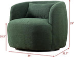 KINWELL 34" Wide Boucle Swivel Barrel Chair with 23" Ottoman Set, Fully Assembled Set of Sherpa Accent Chair and Footrest, Modern Comfy Armchair and Footstool for Living Room and Bedroom, Green