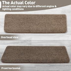 PURE ERA Bullnose Carpet Stair Treads Set Tape Free Non-Slip Indoor Stair Protectors Pet Friendly Rugs Covers Soft Skid Resistant Washable Reusable 9.5" x 30"(7 Pieces, Camel Brown)