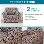 KRFOONN 2 Piece Chair Covers Printed Sofa Covers Couch Covers Washable Armchair Sofa Couch Slipcover Furniture Protector with Elastic Bottom for Living Room (Armchair, 62), Small