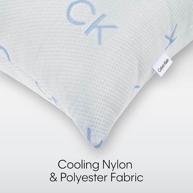 Calvin Klein Cooling Knit 20" x 28" Standard/Queen Size Set of 2 Bed Pillows for Sleeping, White