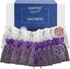 Cedar Space Lavender Sachet Bags for Drawers and Closets(24 Pack),Potpourri Bags,Dried Lavender Flowers,Cedar Blocks for Clothes Storage Scent Air Freshener, Cedar Chips Lavendar for Home Fragrance