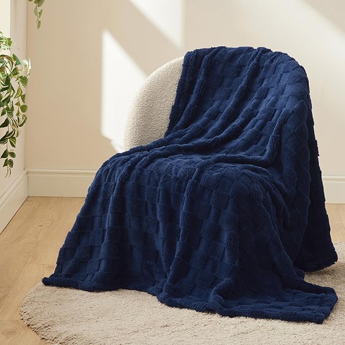 Bedsure GentleSoft Navy Throw Blanket for Couch - Super Soft Cozy Blankets Gifts for Women Men Girls, Cute Small Fleece Throws for Bedroom Home Decor, 50x70 Inches