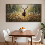 XLSJERST Country Wall Decor Poster 58x29 Inches - Elk Picture Hunting Artwork Large Canvas Picture Brown Deer Wall Art for Living Room Guest Bath Decoration