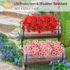 MACTING Artificial Flowers for Outdoors Fake Spring Flowers UV Resistant No Fade Faux Plastic Plants for Hanging Planters Window Patio Porch Yard Garden Home Indoor Outside Summer Decorations(Red)