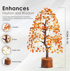 Carnelian Chakra Tree of Life - Crystal for Positive Energy, Handmade Gemstone Feng Shui Decor, Good Luck Money Tree Bonsai - Orange Healing Crystals for Sacral Chakra, Prosperity Gift