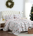 Southshore Fine Living, Inc. Holly Jolly Christmas Quilts Queen Size, Christmas Bedding Set 3-Piece Oversized Holiday Quilt Set with Quilted Shams, Full/Queen