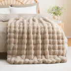 BENVWE Faux Fur Throw Blanket for Couch Bed - Fluffy Soft Thick Bubble Blanket for Living Room Home Decor - Mothers Day Birthday Gifts for Women, Beige, 63" x 80"
