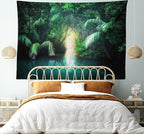 Ambesonne Jungle Tapestry King Size, Tropical Lake Mangrove Rainforest Pathway Through Sri Lanka Travel Destination, Wall Hanging Bedspread Bed Cover Wall Decor, King Size, Green Teal