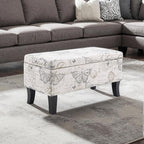 Convenience Concepts Designs4Comfort Winslow Storage Ottoman Bench 32" - Transitional Upholstered Footstool & Seat, for Living Room, Entryway, Hallway, & Bedroom, Butterfly Fabric