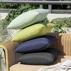 MIULEE Pack of 2 Decorative Outdoor Solid Waterproof Throw Pillow Covers Euro Sham Faux Linen Garden Farmhouse Cushion Cases for Halloween Tent Balcony Couch Sofa 26x26 Inch Black
