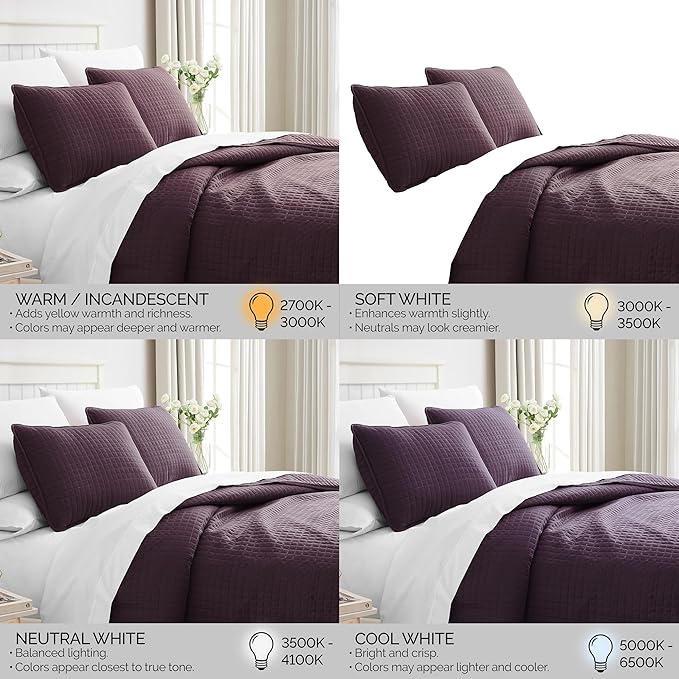 Southshore Fine Living, Inc. Twin XL Comforter Quilt Set, Dorm Bedding Essentials, Stain Resistant, Machine Washable Purple Bed Spread, Twin XL Quilt Bedspread Set with Matching Pillow Sham, Purple