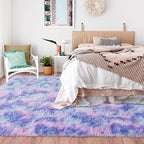 Rugs for Bedroom 4x6, Soft Shaggy Modern Shag Area Rug for Living Room, Upgrade Non-Slip Plush Fluffy Carpet for Kids Boys Girls Room Home Decor Aesthetic, Rainbow Purple