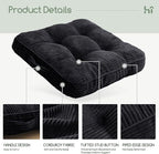 Washable Floor Pillow Cushion for Adults, Meditation Cushion Pillow, Large Square Floor Sitting, Removable Tufted Corduroy Cover, for Tatami Living Room or Yoga, 22x22 Inch, 2Pack, Machine Washable