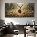XLSJERST Country Wall Decor Poster 58x29 Inches - Elk Picture Hunting Artwork Large Canvas Picture Brown Deer Wall Art for Living Room Guest Bath Decoration