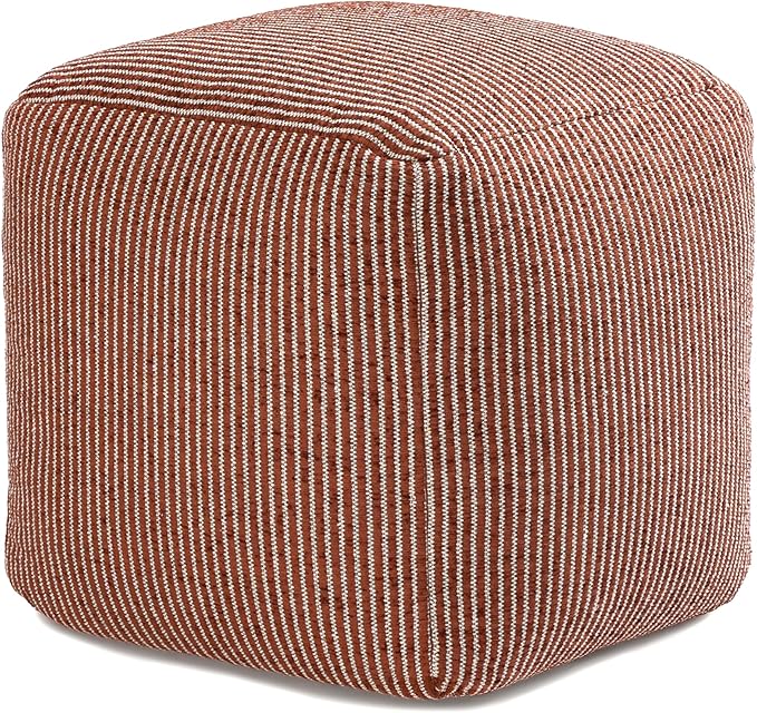 Anji Mountain 100% Handmade & Handcrafted Comfortable Home Décor Pouf Ottoman Footrest for Living Room, Bedroom, Nursery, Kidsroom, Patio Furniture - (20" x 20" x 20" - Teak)