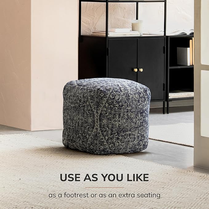 Anji Mountain 100% Handmade & Handcrafted Comfortable Home Décor Pouf Ottoman Footrest for Living Room, Bedroom, Nursery, Kidsroom, Patio Furniture - Hanalei