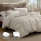 Bedsure Luxury Waffle Duvet Cover Queen Size - Textured Duvet Cover Set, Soft, Breathable Bedding Set (90"x90") with 2 Pillow Shams for All Season, Linen, Comforter Sold Separately