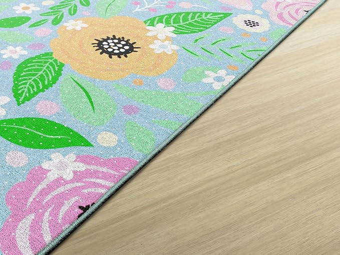 Flagship Carpets Schoolgirl Style Pretty in Pastel Floral Rug Educational Area Rug for Kids Room, Children's Classroom Rug for Teaching and Playroom, 5' X 7'6"