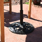 Sunnydaze 24lb Cast Iron Patio Umbrella Base - Heavy-Duty Round Metal Outdoor Market Umbrella Stand for Outside - 18-Inch - Black - Pretty Petals