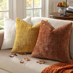 decorUhome Spring Rust Chenille Throw Pillow Covers 18x18 Set of 2 Textured Soft Cozy Slubby Couch Pillow Covers Modern Farmhouse Boho Decorative Pillow Cases for Bed Sofa Living Room